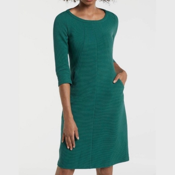 BODEN HANNAH GREEN JERSEY 3/4 SLEEVES SHIFT DRESS US SZ 8 PETITE 8P - Picture 1 of 5
